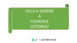 Lire la suite à propos de l’article A Vendre Duplex à Fidjrosse Cotonou